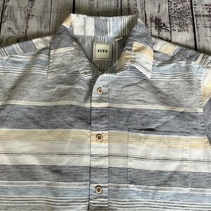 ROWM Men's Short Sleeve Striped Button Up Shirt Cotton/Poly  Multicolor M EUC